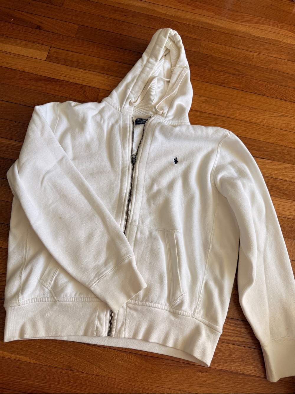 Polo by Ralph Lauren White Full-Zip Hooded Sweatshirt L